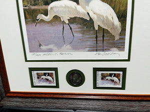 Ken Carlson 1985 Texas Non-Game Medallion Edition Stamp Print With Double Stamps - Brand New Super Custom Sporting Frame