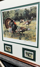 Load image into Gallery viewer, Ken Carlson 1987 Texas Turkey Stamp Print With Double Stamps - Brand New Custom Sporting Frame