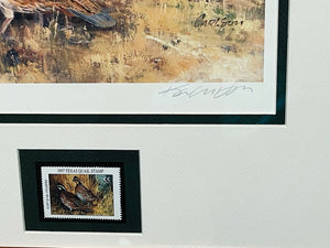 Ken Carlson - 1997 Texas Quail Stamp Print With Stamp - Brand New Custom Sporting Frame