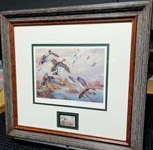 Load image into Gallery viewer, Harry Adamson 1989 Ducks Unlimited Stamp Print With Stamp - Brand New Custom Sporting Frame
