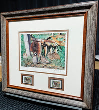 Load image into Gallery viewer, Les McDonald 2002 Quail Unlimited Stamp Print With Double Stamps - Brand New Custom Sporting Frame