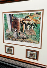 Load image into Gallery viewer, Les McDonald - 2002 Quail Unlimited Stamp Print With Double Stamps - Brand New Custom Sporting Frame