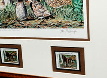 Load image into Gallery viewer, Les McDonald - 2002 Quail Unlimited Stamp Print With Double Stamps - Brand New Custom Sporting Frame