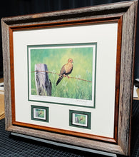 Load image into Gallery viewer, Les McDonald 2003 Quail Unlimited Dove Conservation Stamp Print Artist Proof With Double Stamps - Brand New Custom Sporting Frame