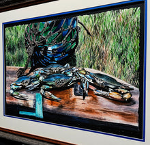 Load image into Gallery viewer, Les McDonald - Blue Crabs and Fishing Ball - GiClee AP - Brand New Custom Sporting Frame