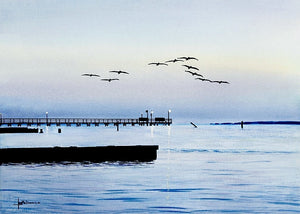 Les McDonald - Dawns Early Flight - Original Watercolor  Painting - Brand New Sporting Frame