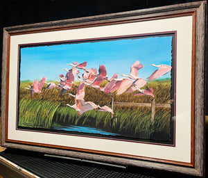 Les McDonald Tidal Flats Roseate's GiClee 3/4 Sheet Artist Proof - Brand New Custom Sporting Frame