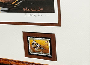 Mark S. Anderson - 2005 Federal Migratory Duck Stamp Print With Double Stamps - Brand New Custom Sporting Frame