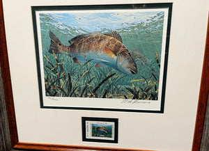 Mark Susinno - 1994 Texas Saltwater Stamp Print With Stamp - Brand New Custom Sporting Frame