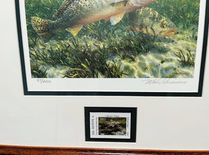 Mark Susinno 2003 Texas Saltwater Stamp Print With Stamp - Brand New Super Custom Sporting Frame