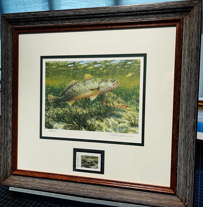 Mark Susinno 2003 Texas Saltwater Stamp Print With Stamp - Brand New Super Custom Sporting Frame