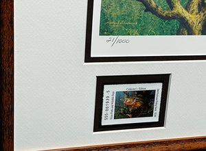 Mark Susinno - 2004 Texas Freshwater First Of Series Stamp Print With Double Stamps - Brand New Custom Sporting Frame