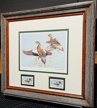 Load image into Gallery viewer, Maynard Reece 1983 Texas Waterfowl Duck Stamp Print With Double Stamps - Brand New Super Custom Sporting Frame