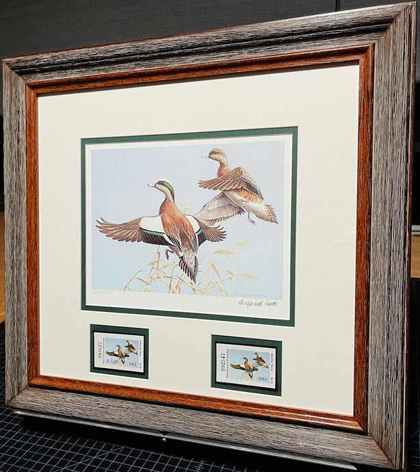 Maynard Reece 1983 Texas Waterfowl Duck Stamp Print With Double Stamps - Brand New Super Custom Sporting Frame