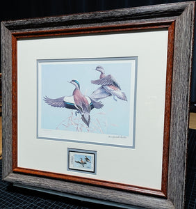 Maynard Reece - 1983 Texas Waterfowl Duck Stamp Print With Stamp - By Texas Parks and Wildlife Department TPWD - Brand New Custom Sporting Frame