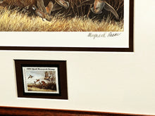 Load image into Gallery viewer, Maynard Reece - 1984 International Quail Foundation - Quail Research - Stamp Print With Stamp - Brand New Custom Sporting Frame