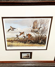 Load image into Gallery viewer, Maynard Reece - 1984 International Quail Foundation - Quail Research - Stamp Print With Stamp - Brand New Custom Sporting Frame