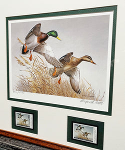 Maynard Reece  1988 National Fish And Wildlife Foundation Stamp Print With Double Stamps - Brand New Super Custom Sporting Frame    ***  SPRING SPECIAL  ***
