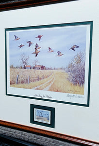 Maynard Reece - 2000 Quail Unlimited - Dove Conservation Stamp Print With Stamp - Heading For Water - Brand New Custom Sporting Frame