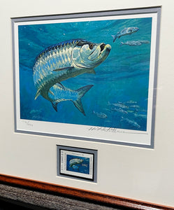Mike Stidham - 1992 Texas Saltwater Stamp Print With Stamp - Brand New Custom Sporting Frame