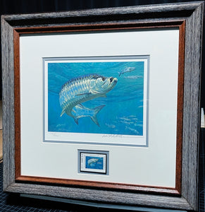 Mike Stidham 1992 Texas Saltwater Stamp Print With Stamp - Brand New Custom Sporting Frame