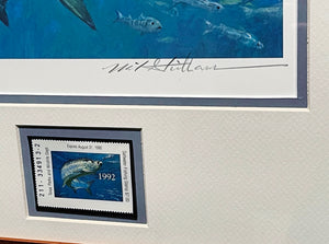Mike Stidham 1992 Texas Saltwater Stamp Print With Stamp - Brand New Custom Sporting Frame