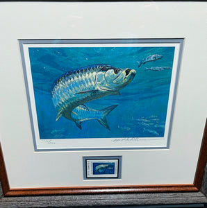 Mike Stidham - 1992 Texas Saltwater Stamp Print With Stamp - Brand New Custom Sporting Frame