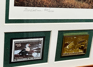 Nancy Howe - 1991 Federal Waterfowl Duck Stamp Print Medallion Edition With Double Stamps - Brand New Custom Sporting Frame