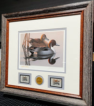 Load image into Gallery viewer, Phil Scholer - 1983 Federal Duck Stamp Print Gold Medallion Edition With Double Stamps - Brand New Custom Sporting Frame