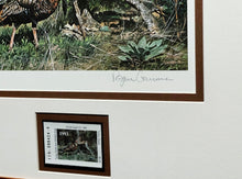 Load image into Gallery viewer, Ragan Gennusa 1993 Texas Turkey Stamp Print With Stamp - Brand New Super Custom Sporting Frame