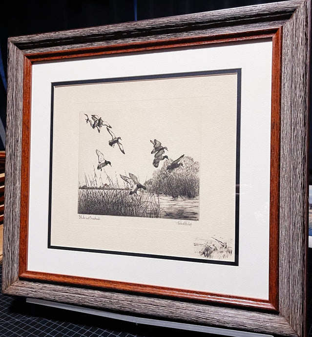 Richard Bishop Blacks And Greenheads Dry-Point Etching Print Year 1945 - Remarque Edition - Brand New Super Custom Sporting Frame