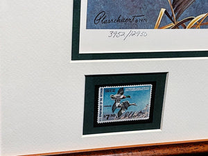 Richard Plasschaert - 1980 Federal Duck Stamp Print With Double Stamps - Greenhead Mallard Duck's  - Brand New Custom Sporting Frame