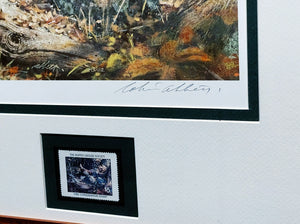 Robert Abbett - 1982 The Ruffed Grouse Society Conservation Stamp Print With Stamp - Brand New Custom Sporting Frame