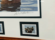 Load image into Gallery viewer, Robert Bateman 1990 Texas Waterfowl Duck Stamp Print With Double Stamps - Brand New Super Custom Sporting Frame