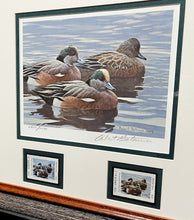 Load image into Gallery viewer, Robert Bateman 1990 Texas Waterfowl Duck Stamp Print With Double Stamps - Brand New Super Custom Sporting Frame