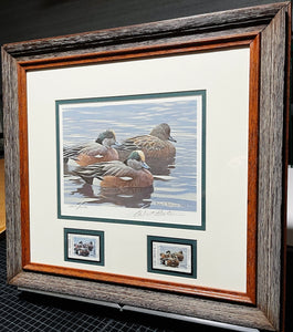 Robert Bateman - 1990 Texas Waterfowl Duck Stamp Print With Double Stamps - Brand New Custom Sporting Frame