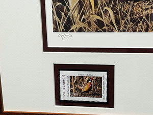 Robert Hautman - 2008 Texas Texas Upland Game Bird Stamp Stamp Print With Double Stamps - Brand New Custom Sporting Frame