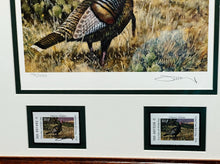 Load image into Gallery viewer, Roger Cruwys 2014 Texas Texas Upland Game Bird Stamp Print With Double Stamps - Brand New Super Custom Sporting Frame