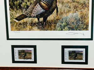 Roger Cruwys 2014 Texas Texas Upland Game Bird Stamp Print With Double Stamps - Brand New Super Custom Sporting Frame