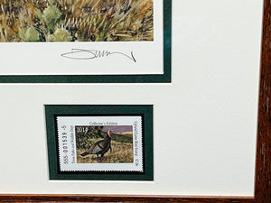 Roger Cruwys - 2014 Texas Texas Upland Game Bird Stamp Print With Double Stamps - Brand New Custom Sporting Frame