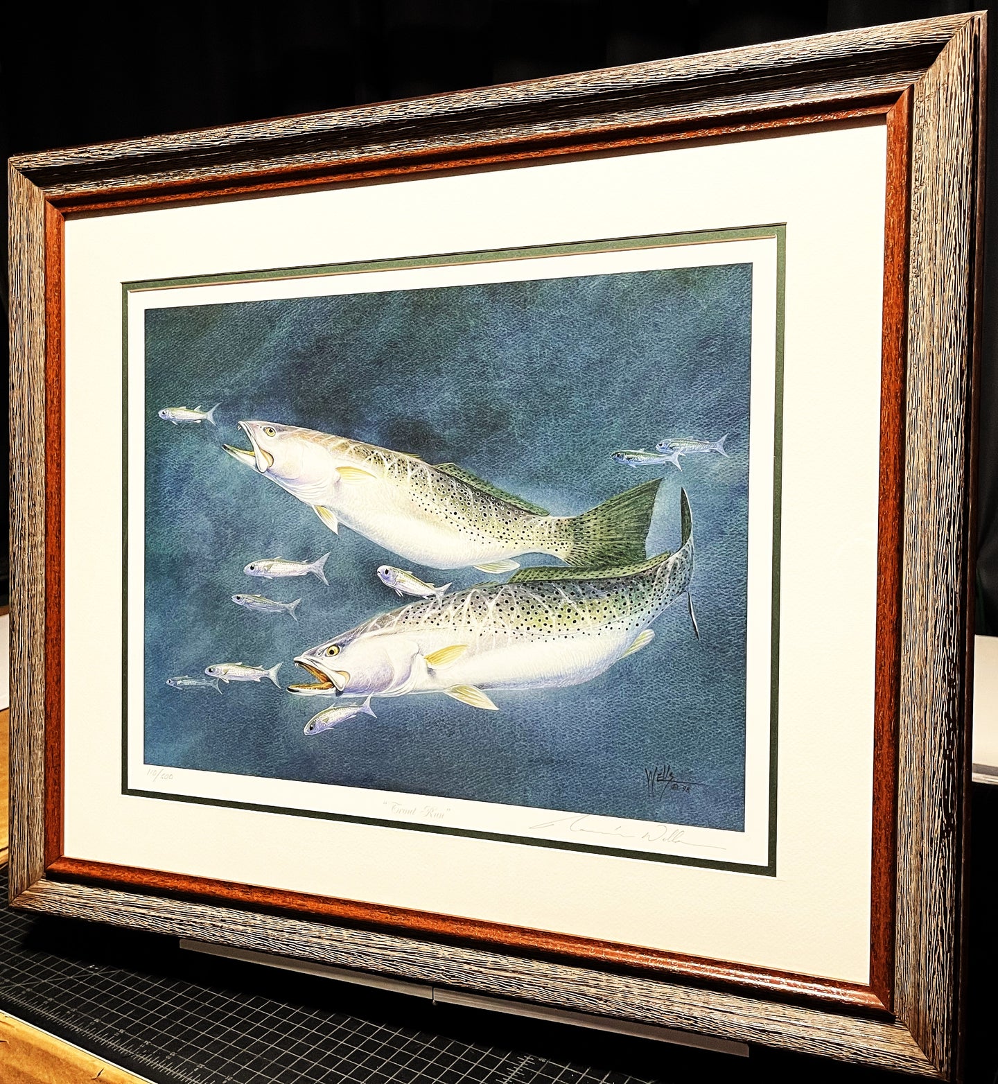 Ronnie Wells - Trout Run - Lithograph - Brand New Custom Sporting Frame