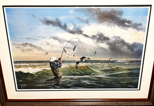 Ronnie Wells - Working The Surf - GiClee Speckled Trout & Reds - Brand New Custom Sporting Frame
