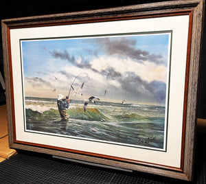 Ronnie Wells - Working The Surf - GiClee Speckled Trout & Reds - Brand New Custom Sporting Frame
