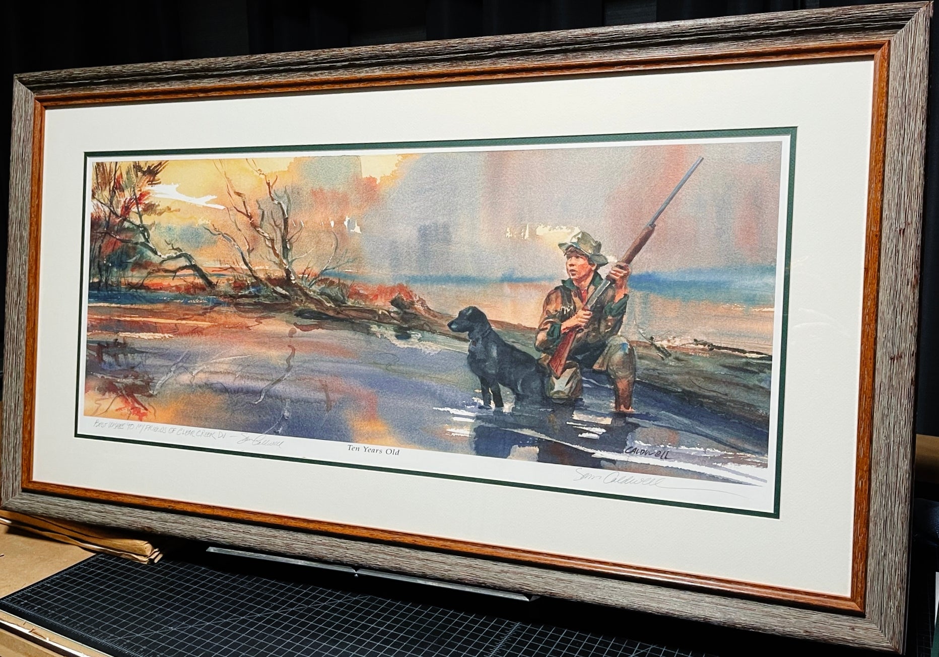 Sam Caldwell Ten Years Old Lithograph Texas Ducks Unlimited - Brand New Custom Sporting Frame