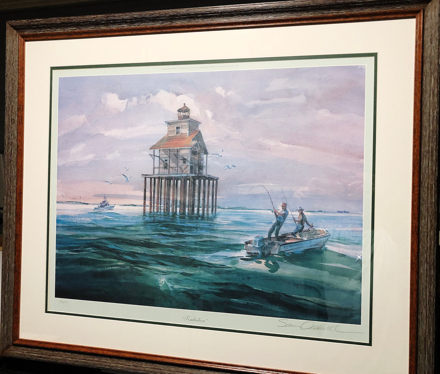 Sam Caldwell - Timbalier - Lithograph Gulf Coast Conservation Association GCCA #1 1986 - Brand New Custom Sporting Frame