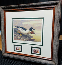 Load image into Gallery viewer, Scott &amp; Stuart Gentling 2004 Texas Texas Waterfowl Stamp Print With Double Stamps - Brand New Custom Sporting Frame