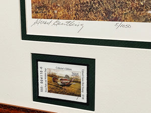 Scott & Stuart Gentling  2005 Texas Upland Game Stamp Print With Double Stamps - Brand New Custom Sporting Frame
