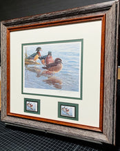Load image into Gallery viewer, Seerey Lester 1989 National Fish And Wildlife Foundation Duck Stamp Print With Double Stamps - Brand New Custom Sporting Frame