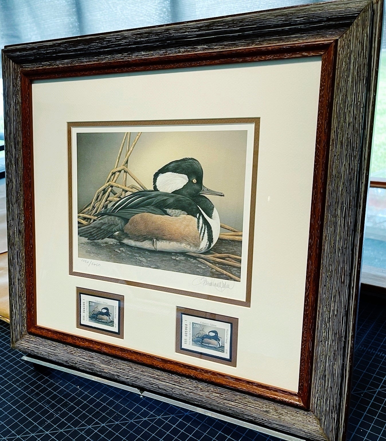 Sherrie Russell Meline  2000 Texas Waterfowl Stamp Print With Double Stamps - Brand New Custom Sporting Frame