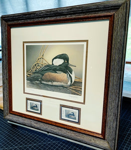 Sherrie Russell Meline - 2000 Texas Waterfowl Stamp Print With Double Stamps - Brand New Custom Sporting Frame